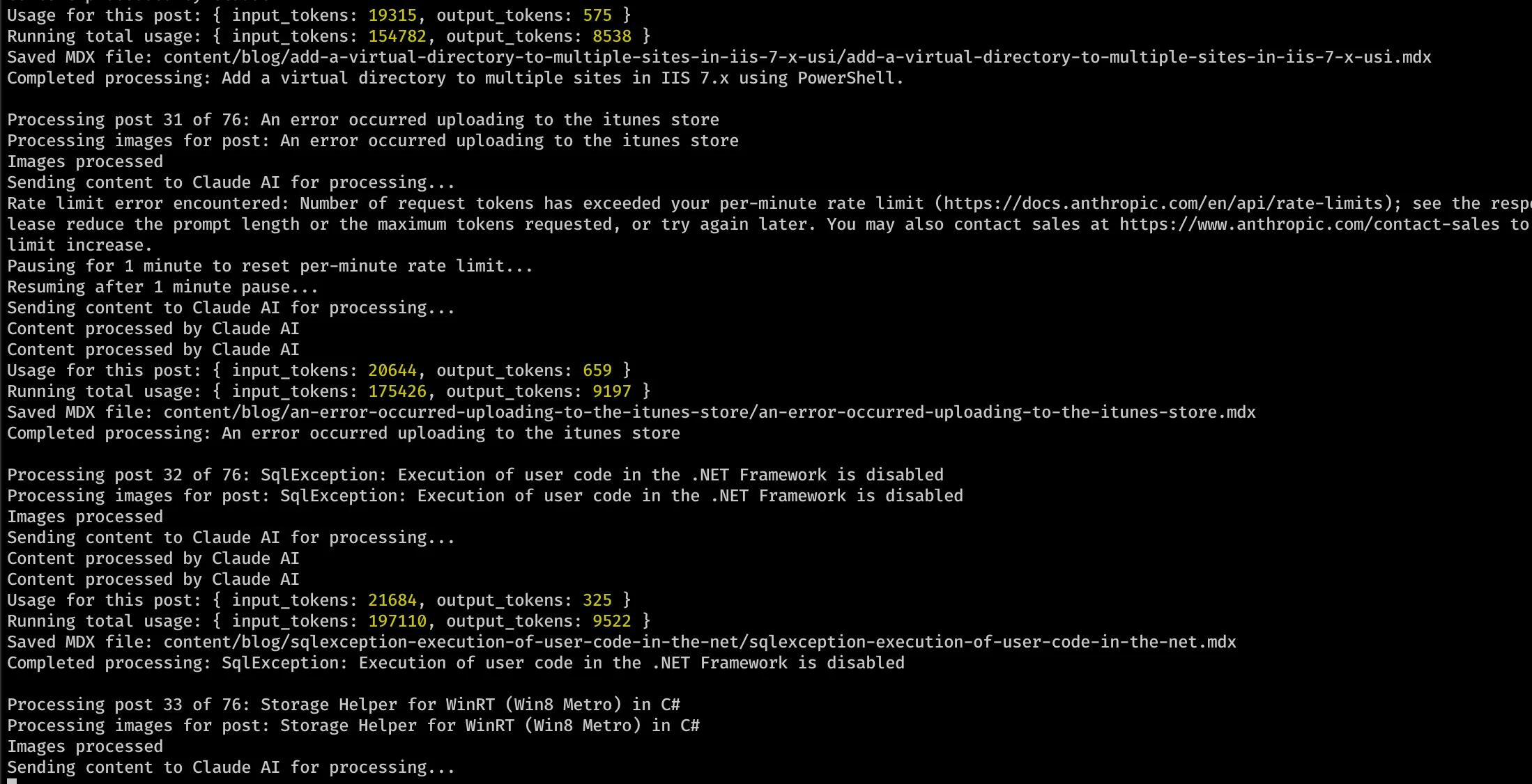 Screenshot of the Ghost to Next.js converter running in a terminal